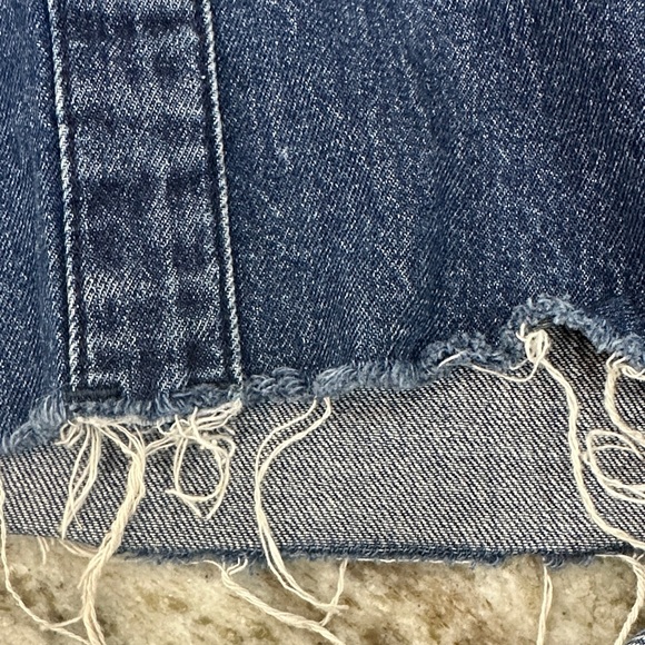 rag & bone Distressed Cropped Denim Shirt Jacket - Indigo Blue - Picture 4 of 5